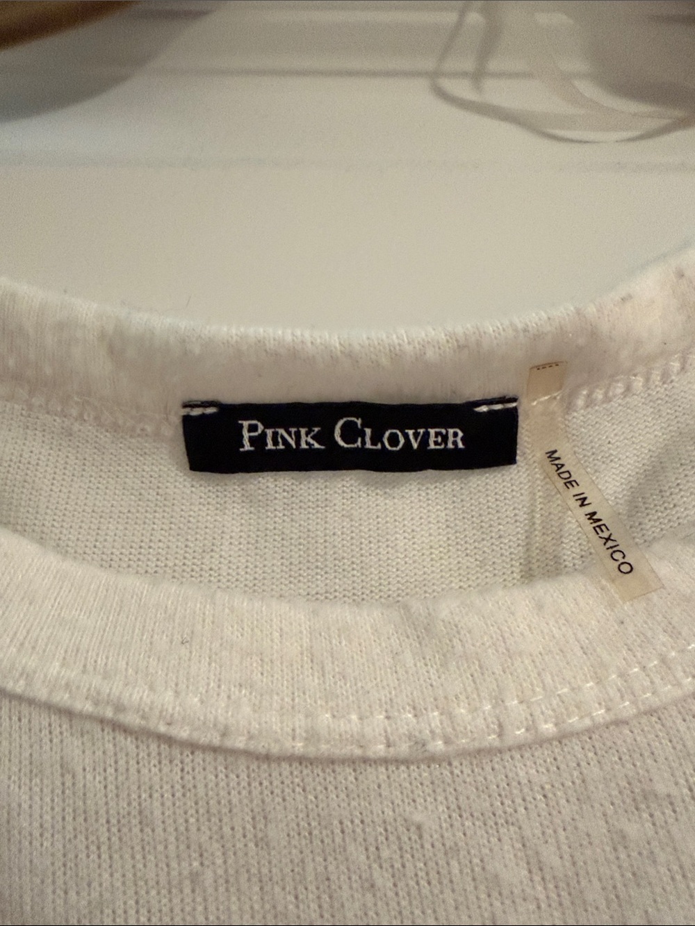 Pink Clover Colorblock Crewneck Sweater in White, Light Gray, Dark Gray - Picture 2 of 3